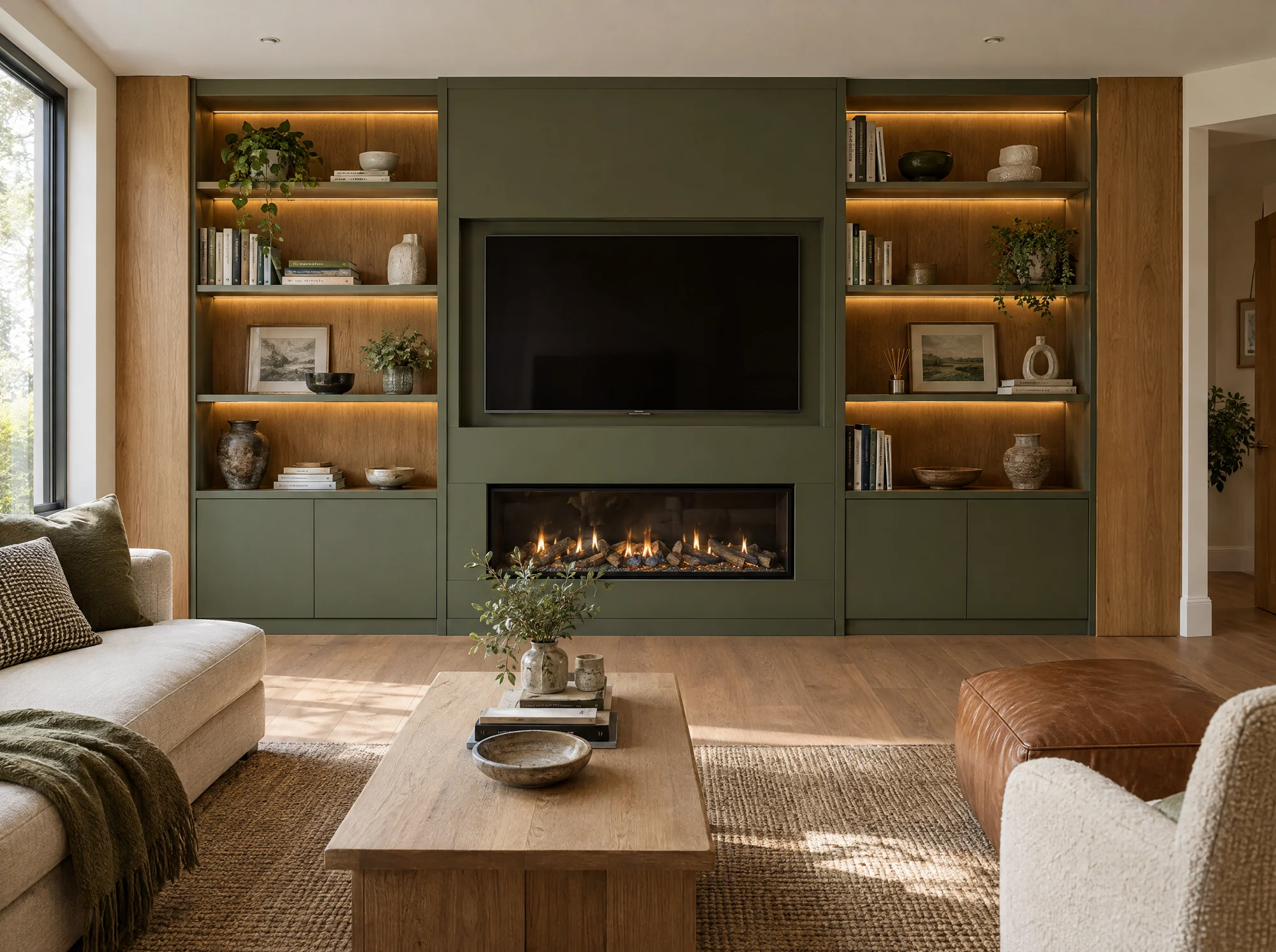 Bespoke fitted media wall with integrated storage